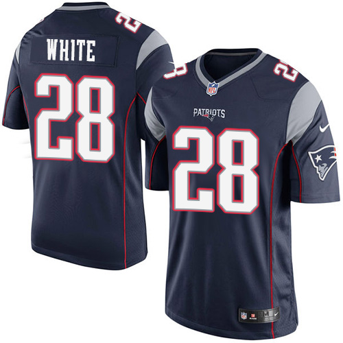 Youth Elite James White Nike Jersey Navy Blue Home - #28 NFL New England Patriots